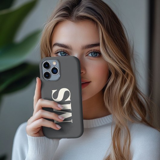 Monogram initiaal en grijs iPhone hoesje