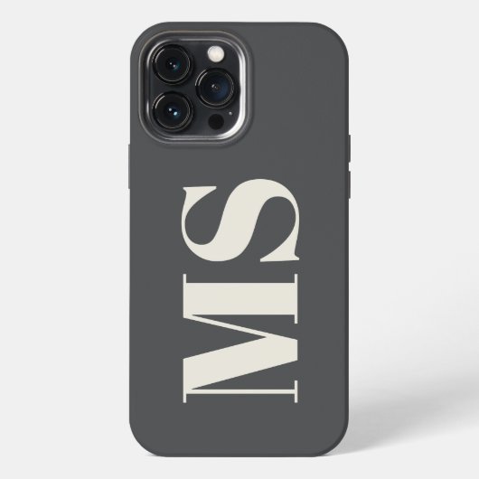 Monogram initiaal en grijs iPhone hoesje (Achterkant)