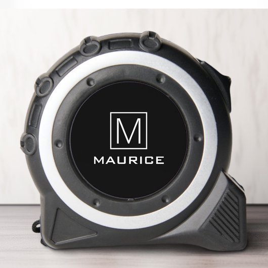 Monogram initiaal en naam elegant zwart rolmaat