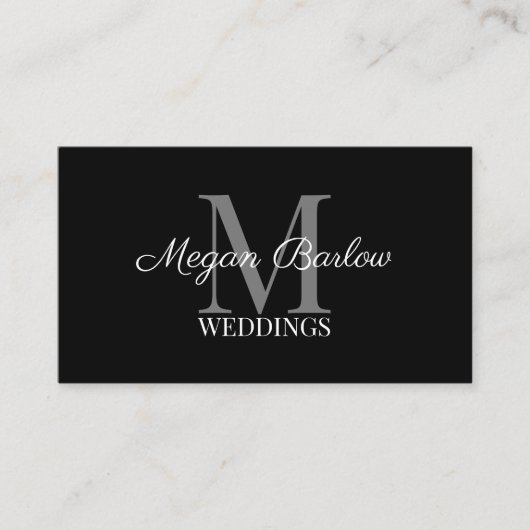 Monogram Initiaal en Naam Zwarte Kassy Visitekaartje (Voorkant)