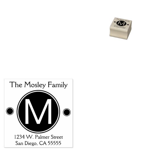 Monogram initiaal en retouradres rubberstempel (Gestempeld)