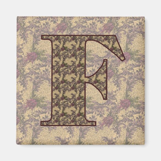 Monogram Initiaal F Elegant Floral Magnet (Voorkant)