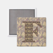 Monogram Initiaal F Elegante Vintage Bloem Magneet (Voorkant / Achterkant)