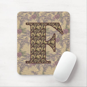 Monogram Initiaal F Elegante Vintage Bloem Muismat