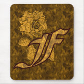 Monogram Initiaal F Gouden Pioenroos Muismat (Voorkant)