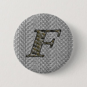 Monogram Initiaal F Hortensia Bloem  Ronde Button 5,7 Cm