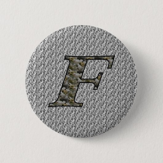 Monogram Initiaal F Hortensia Bloem Ronde Button 5,7 Cm (Voorkant)