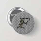 Monogram Initiaal F Hortensia Bloem Ronde Button 5,7 Cm (Voorkant /achterkant)