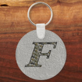 Monogram Initiaal F Hortensia Bloemensleutelhanger Sleutelhanger (Achterkant)