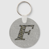 Monogram Initiaal F Hortensia Bloemensleutelhanger Sleutelhanger (Achterkant)