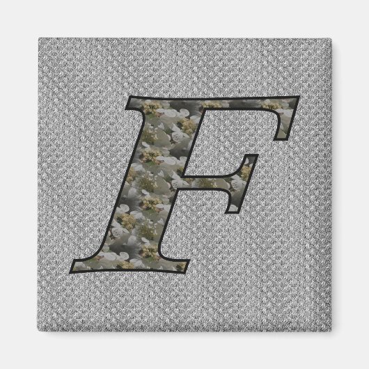 Monogram Initiaal F Hydrangea Floral Magnet (Voorkant)