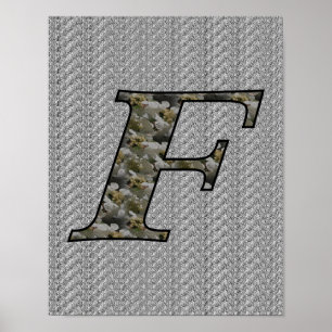 Monogram Initiaal F Hydrangea Poster
