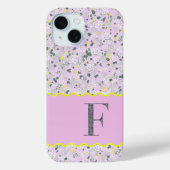 MONOGRAM INITIAAL F LILA KLEINE BLOEMJES Case-Mate iPhone CASE (Achterkant)