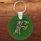 Monogram Initiaal F Madeliefje Bloem Kunst Sleutelhanger (Achterkant)