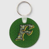 Monogram Initiaal F Madeliefje Bloem Kunst Sleutelhanger (Achterkant)