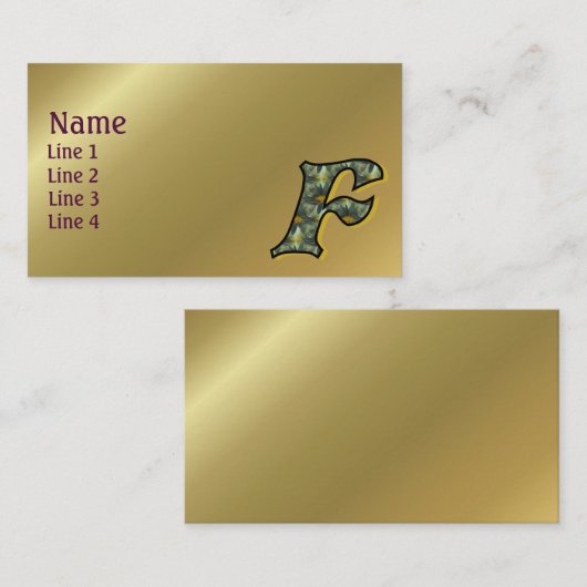 Monogram Initiaal F Madeliefjes Bloemkunst Visitekaartje (Voorkant / Achterkant)