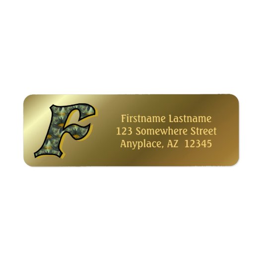 Monogram Initiaal F Madeliefjes Kunst Retouradres Etiket (Voorkant)
