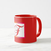 Monogram Initiaal F Rood Binnen Rood Buiten Mok (Voorkant rechts)