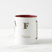 Monogram Initiaal F Vintage Bloem Motief Persoonli Mok (Midden)