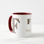 Monogram Initiaal F Vintage Bloem Motief Persoonli Mok (Voorkant links)