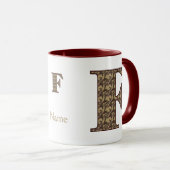 Monogram Initiaal F Vintage Bloem Motief Persoonli Mok (Voorkant rechts)