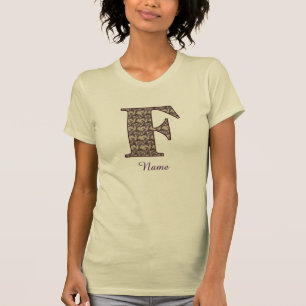 Monogram Initiaal F Vintage Bloem Motief Persoonli T-shirt