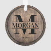 Monogram Initiaal  Familienaam Faux Wooden Ornament (achterkant)