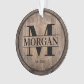 Monogram Initiaal  Familienaam Faux Wooden Ornament (voorkant)