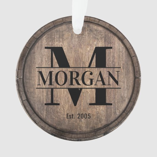 Monogram Initiaal  Familienaam Faux Wooden Ornament (voorkant)