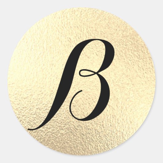 Monogram Initiaal Faux Gold Folie Ronde Sticker (Voorkant)