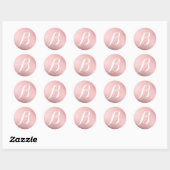 Monogram Initiaal Faux roze Folie Ronde Sticker (Vel)