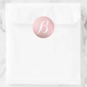 Monogram Initiaal Faux roze Folie Ronde Sticker (Tas)