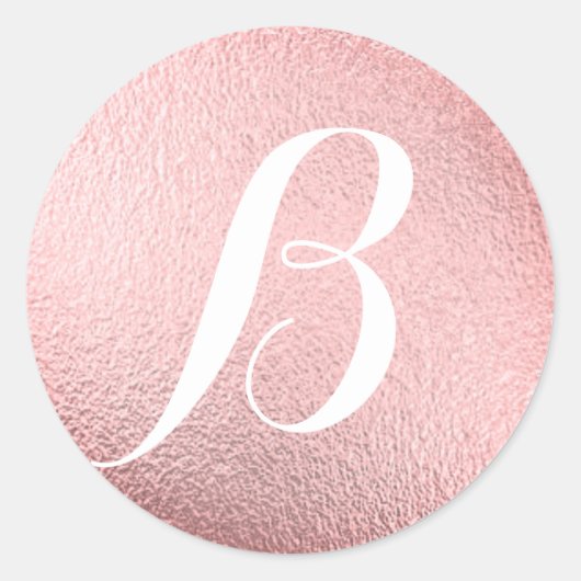 Monogram Initiaal Faux roze Folie Ronde Sticker (Voorkant)