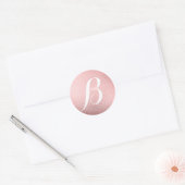 Monogram Initiaal Faux roze Folie Ronde Sticker (Envelop)