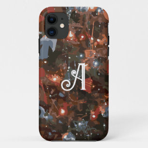Monogram Initiaal Feestelijke Kerstboom Lichten Case-Mate iPhone Case