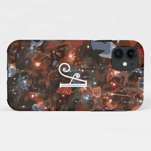 Monogram Initiaal Feestelijke Kerstboom Lichten Case-Mate iPhone Case (Achterkant (horizontaal))