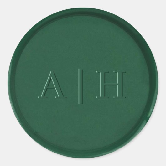 Monogram Initiaal Forest Green Wax Seal Sticker (Voorkant)