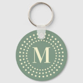 Monogram initiaal foto retro radiale puntsage groe sleutelhanger (Voorkant)