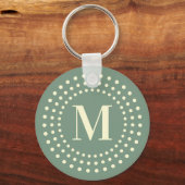 Monogram initiaal foto retro radiale puntsage groe sleutelhanger (Voorkant)