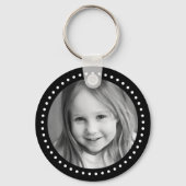 Monogram initiaal foto retro radiale stippen zwart sleutelhanger (Achterkant)