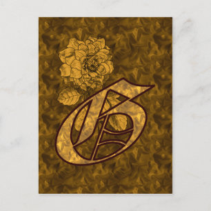 Monogram Initiaal G Elegante Gouden Pioen Roos Briefkaart