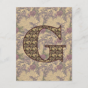 Monogram Initiaal G Elegante Vintage Bloem Briefkaart