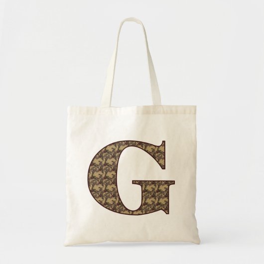 Monogram Initiaal G Elegante Vintage Bloem Tote Bag (Voorkant)