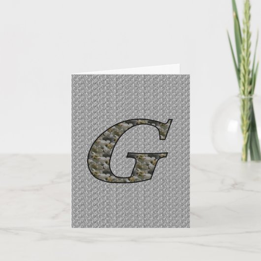 Monogram Initiaal G Floral Card Notitiekaartje (Voorkant)