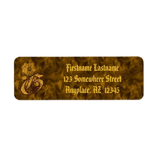 Monogram Initiaal G Goud Pioen Retouradres  Etiket (Voorkant)