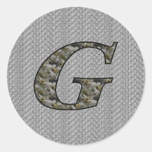 Monogram Initiaal G Hortensia Bloemen Ronde Sticker