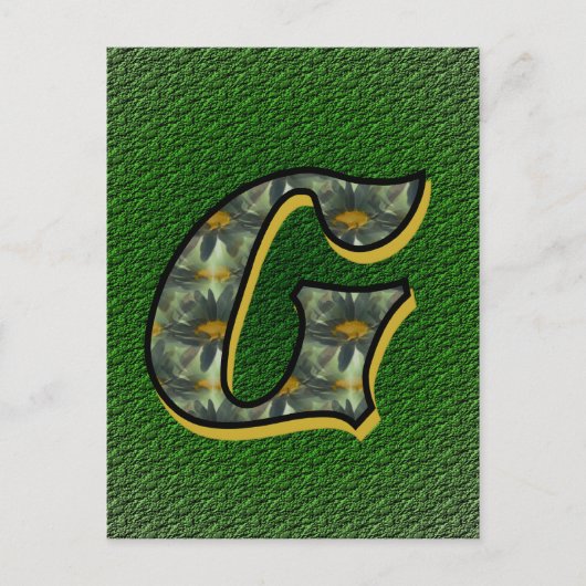 Monogram Initiaal G Madeliefjes Bloem Kunst Briefkaart (Voorkant)