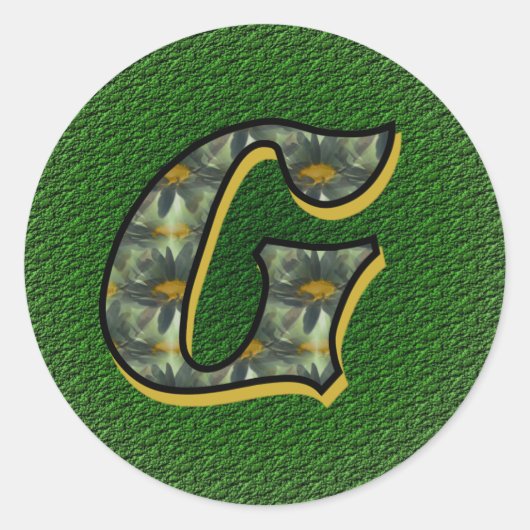Monogram Initiaal G Madeliefjes Bloemkunst Ronde Sticker (Voorkant)