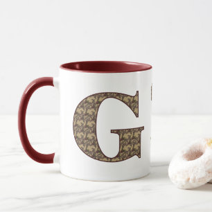 Monogram Initiaal G Vintage Bloemstuk Persoonlijk Mok