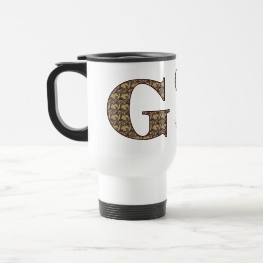 Monogram Initiaal G Vintage Bloemstuk Persoonlijk Reisbeker (Links)